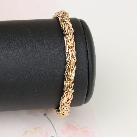 "Elegant Rose Gold Byzantine Chain Bracelet for Women, XPBL1126 - Picture 2 of 13